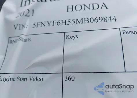 2021 Honda Pilot Awd Ex-L from USA, damaged, VIN 5FNYF6H55MB069844